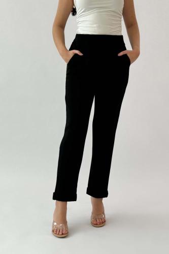 بنطلون طويل بطية من الأسفل لون اسود