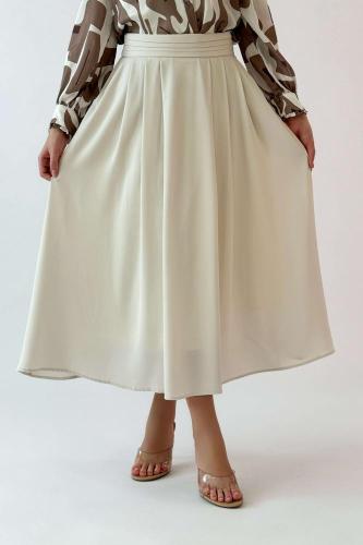 تنورة ميدي كلوش لون بيج