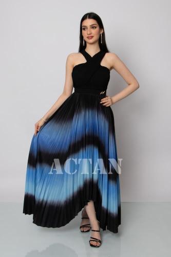 فستان ميدي مموج بكسرات