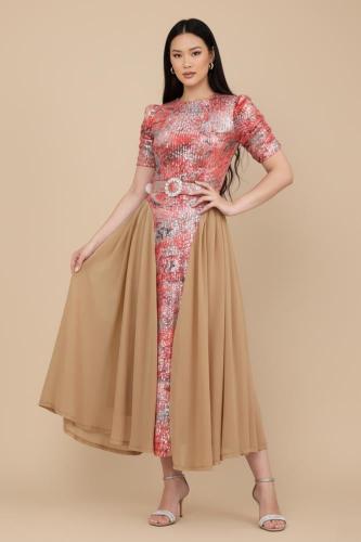 فستان بيج ماكسي بأكمام قصيرة