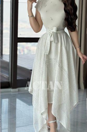 فستان جوت غير متماثل الطول