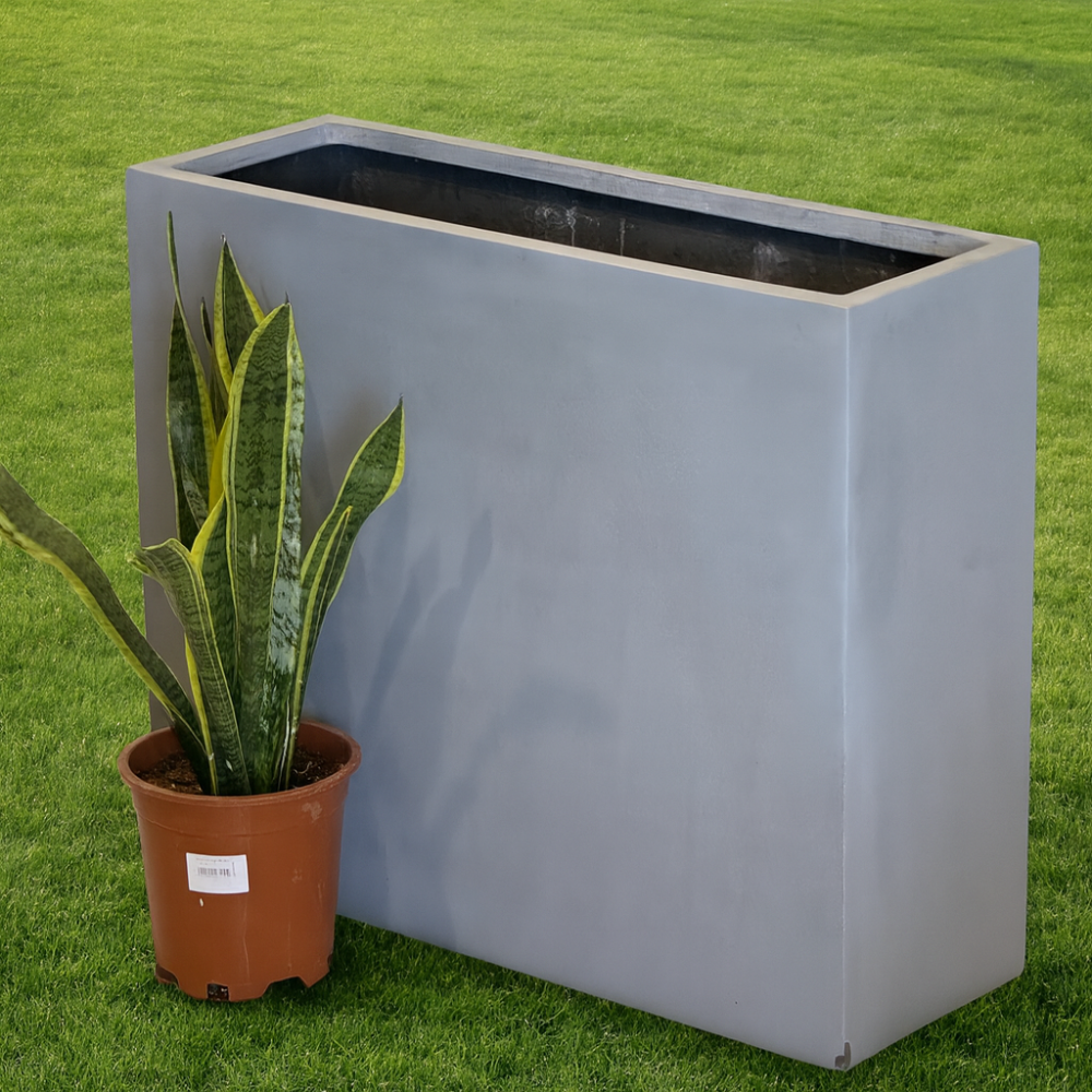 حوض فايبر مستطيل طويل باللون الرمادي