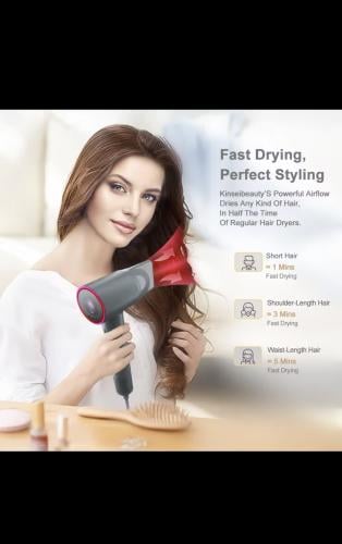 Kinseibeauty عالية السرعة السلبية ايون مجفف الشعر...