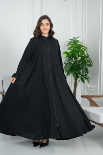 عباية حرير بقصه كلوش واكمام مميزة