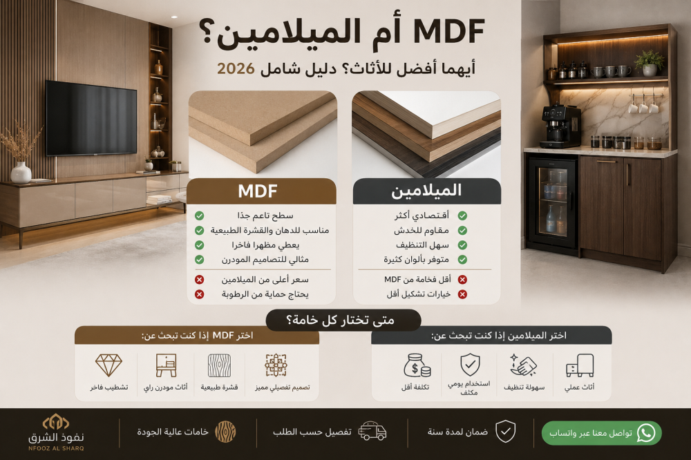 مقارنة بين MDF والميلامين لاختيار أفضل خامة للأثاث