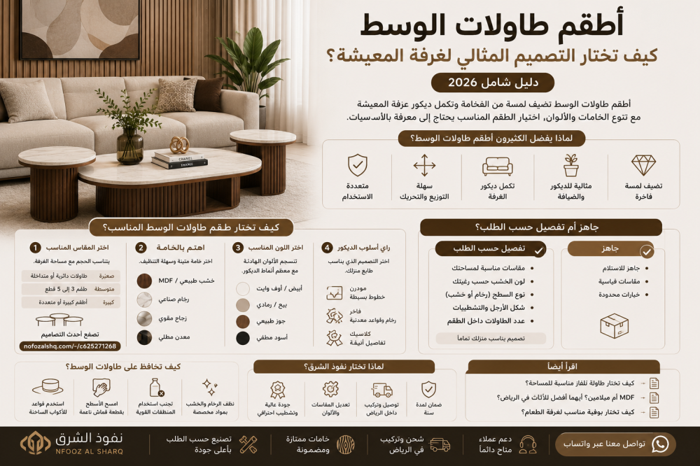 طقم طاولات وسط مودرن لغرفة المعيشة