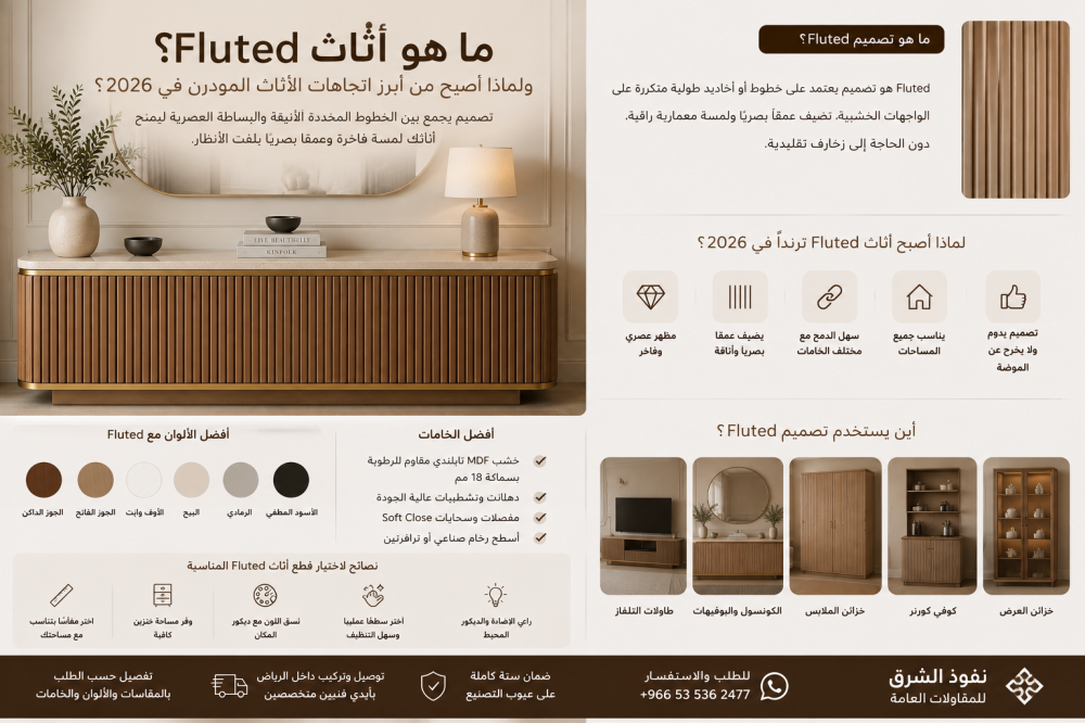دليل أثاث Fluted يوضح الواجهات الخشبية المخددة وأحدث اتجاهات الأثاث في