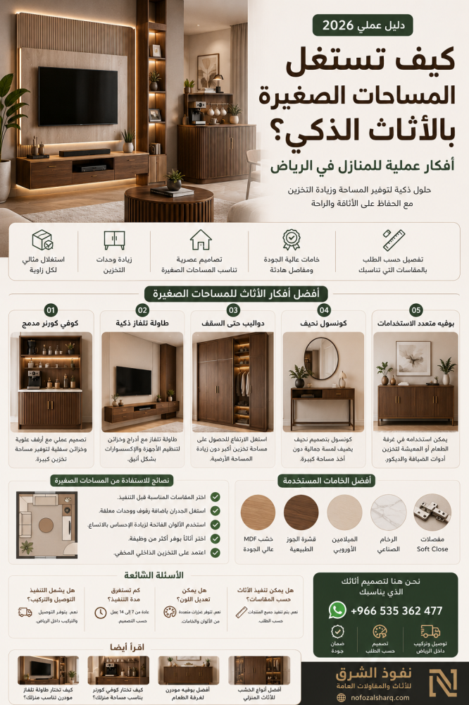 كيف تستغل المساحات الصغيرة بالأثاث الذكي في الرياض 2026 - أفكار عملية