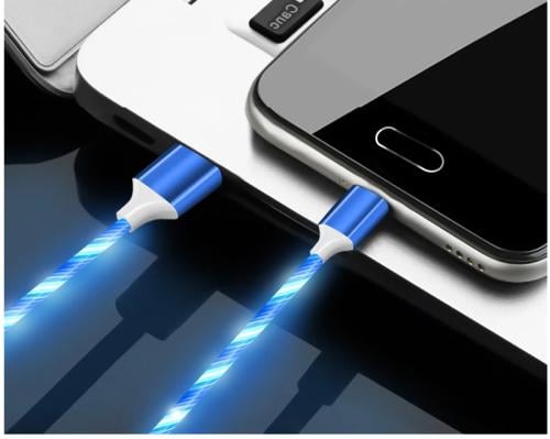 كابل شحن سريع LED متوهج 5A، مايكرو USB Type-C، بيا...