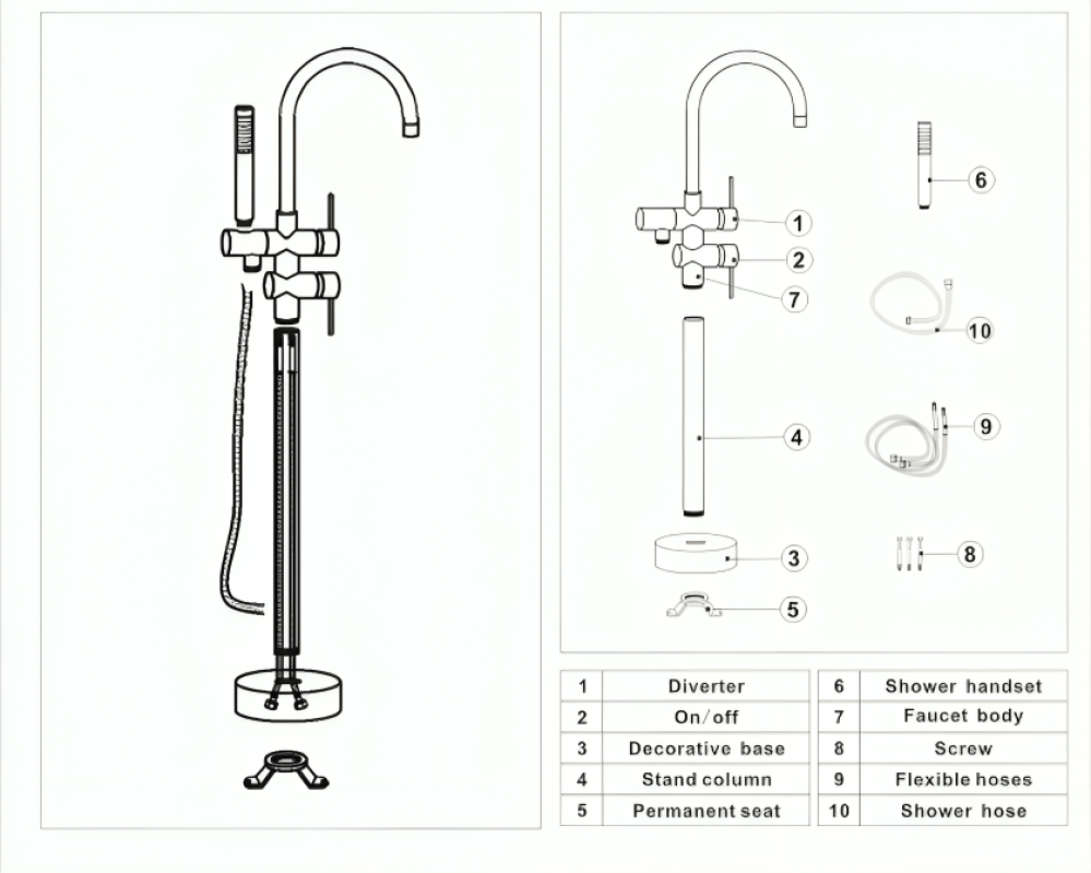 خلاط بانيو ارضي دائري - كروم