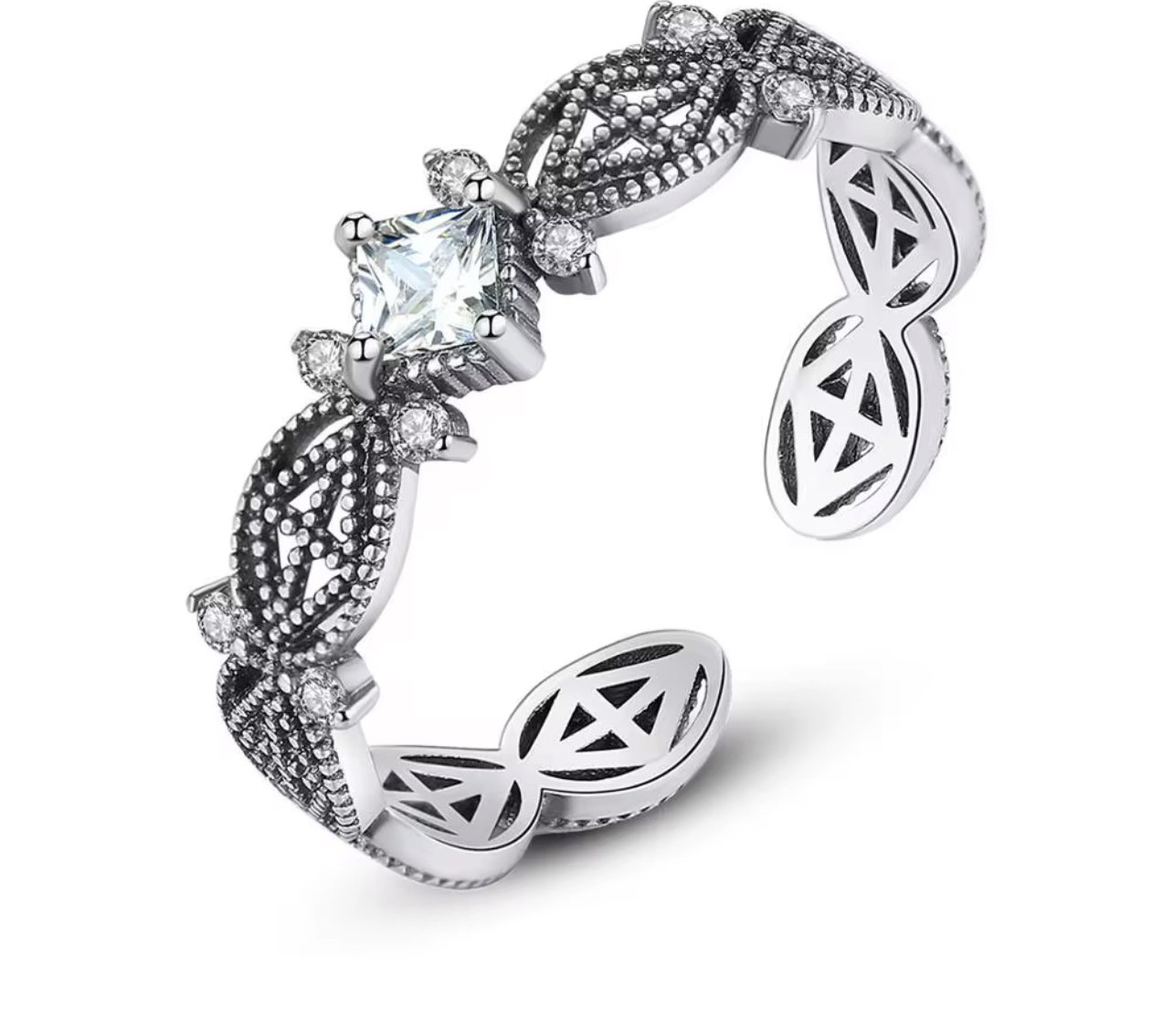 خاتم فضة استرليني 925 بطراز فنتج بحجر الزركون