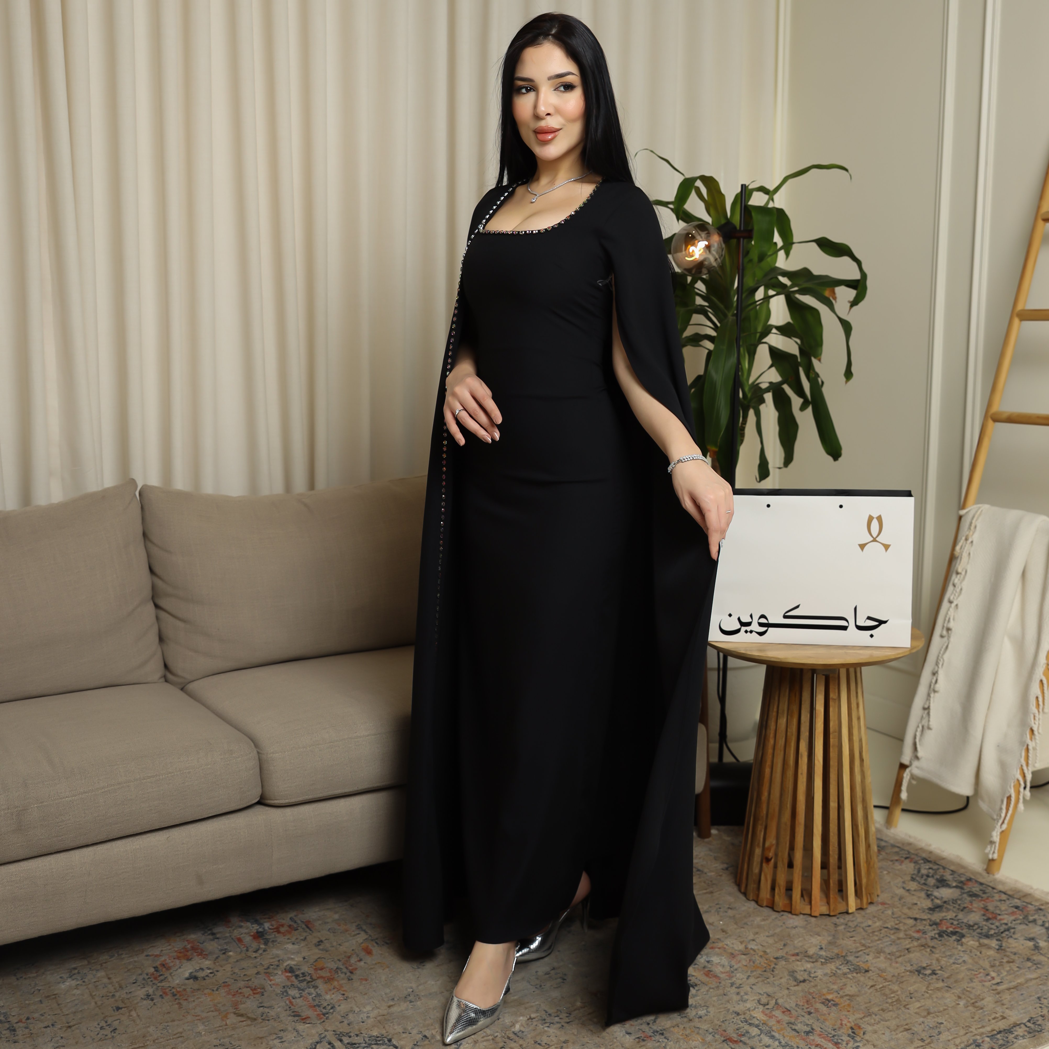 Luxury black balloon jalabiya with modern design