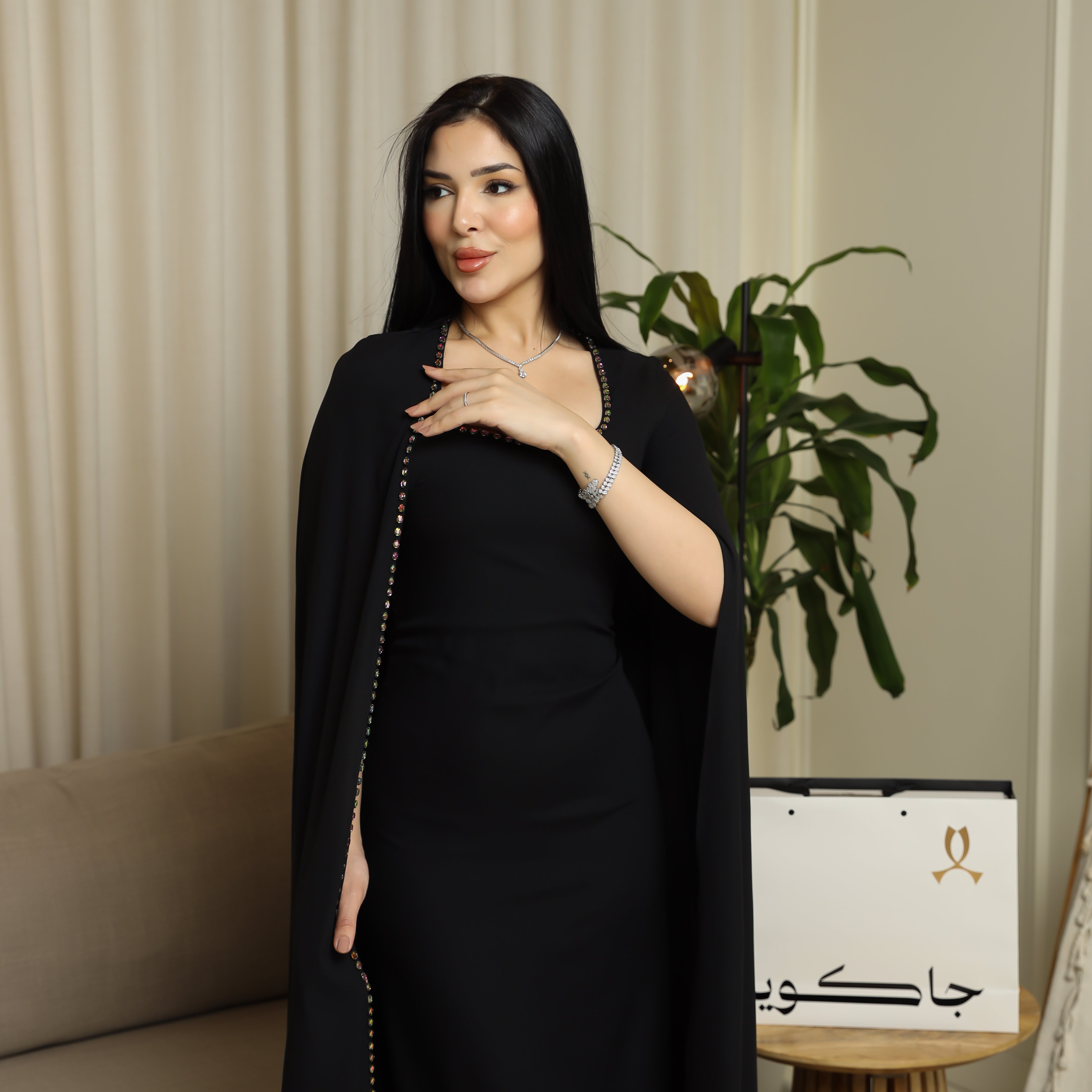 Luxury black balloon jalabiya with modern design