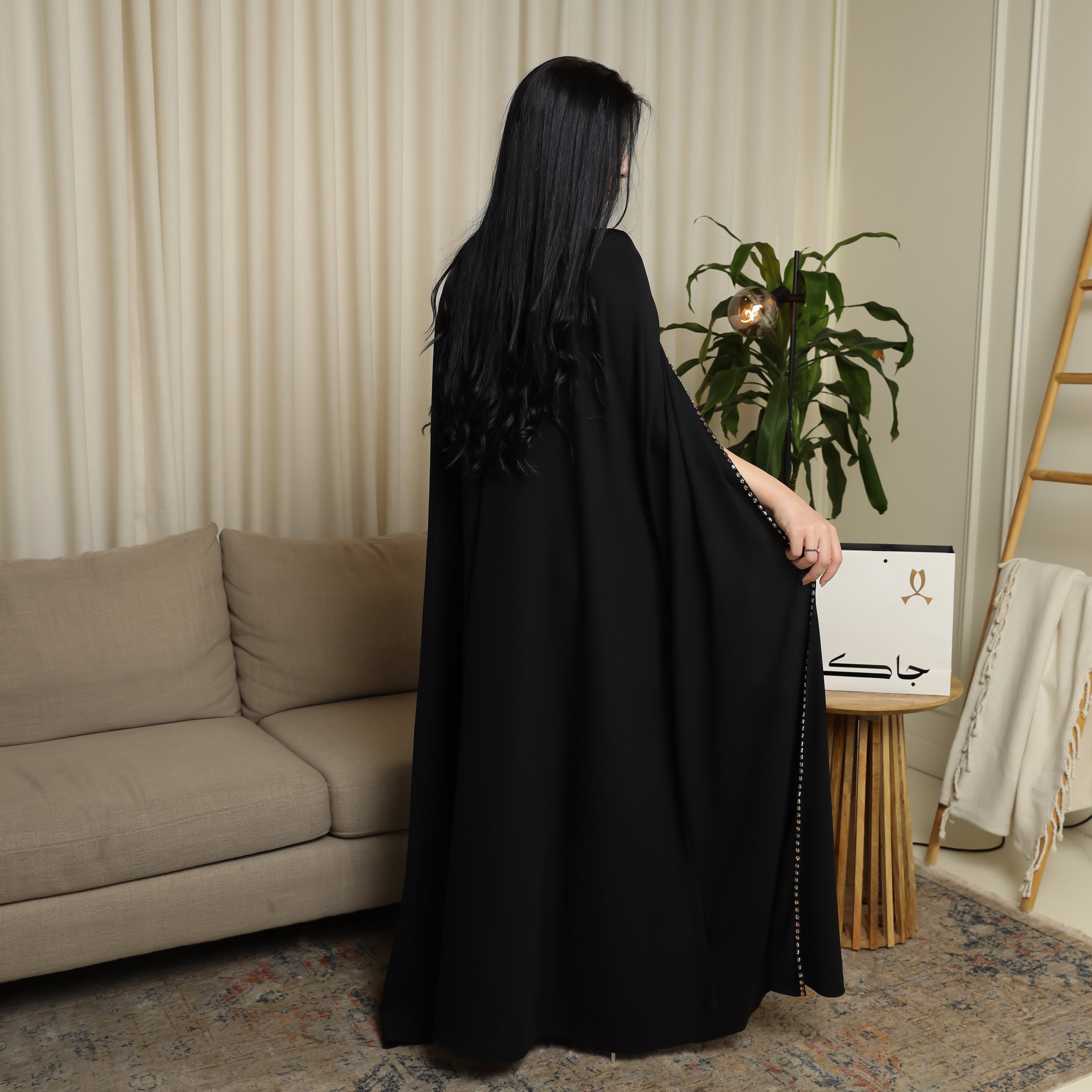 Luxury black balloon jalabiya with modern design