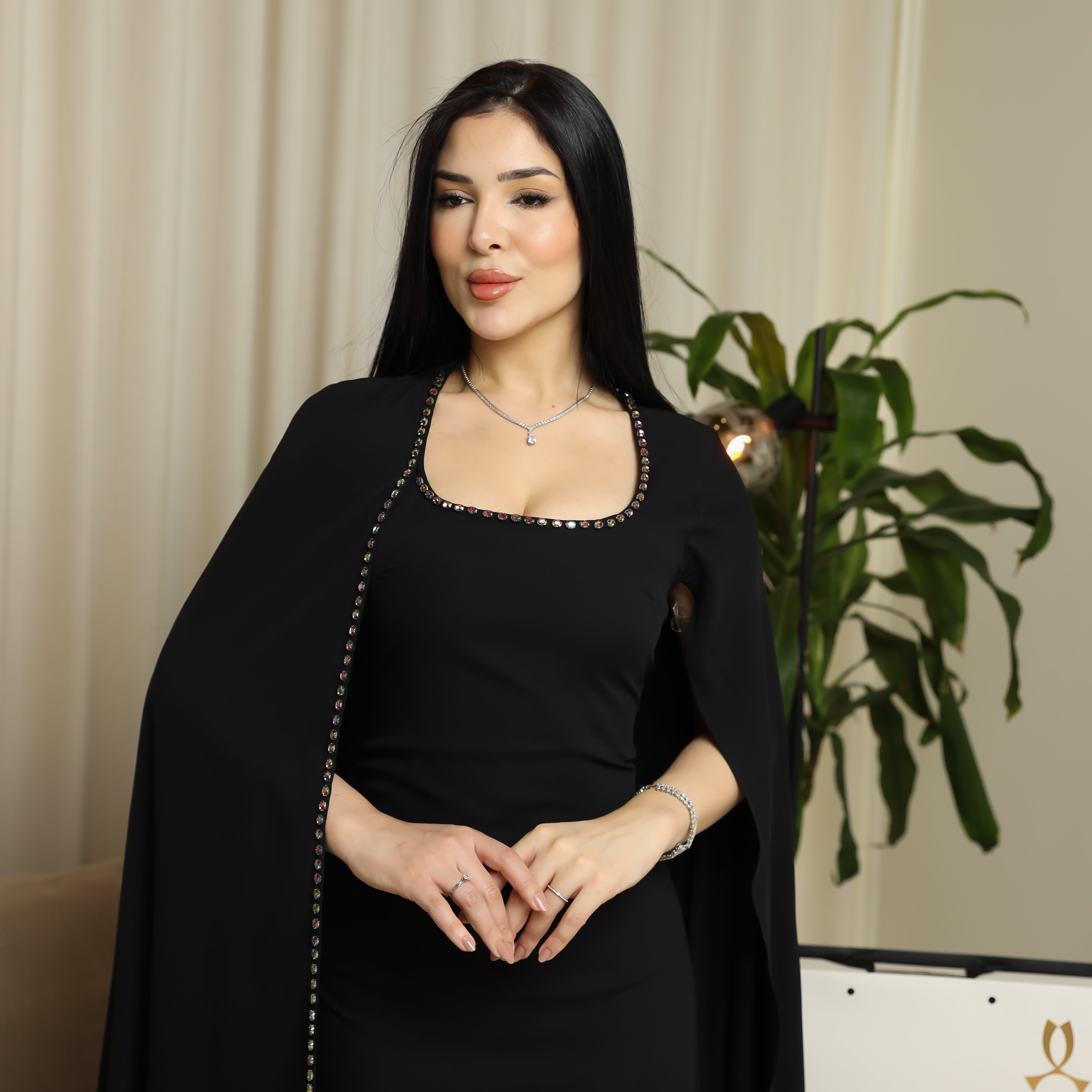 Luxury black balloon jalabiya with modern design