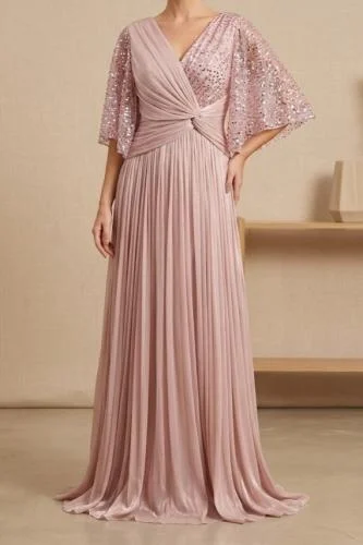 فستان وردي طويل أنيق للمناسبات