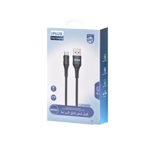 كابل شحن ونقل بيانات iPlus موديل iP-270 بقوة 27 وا...
