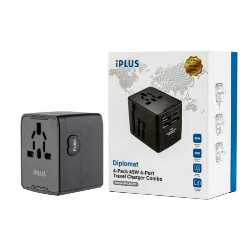 شاحن عالمي متنقل بقوة 45 واط - iPLUS دبلوماسي - 4...