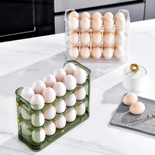 منظم وسلة تخزين البيض، 3 طبقات