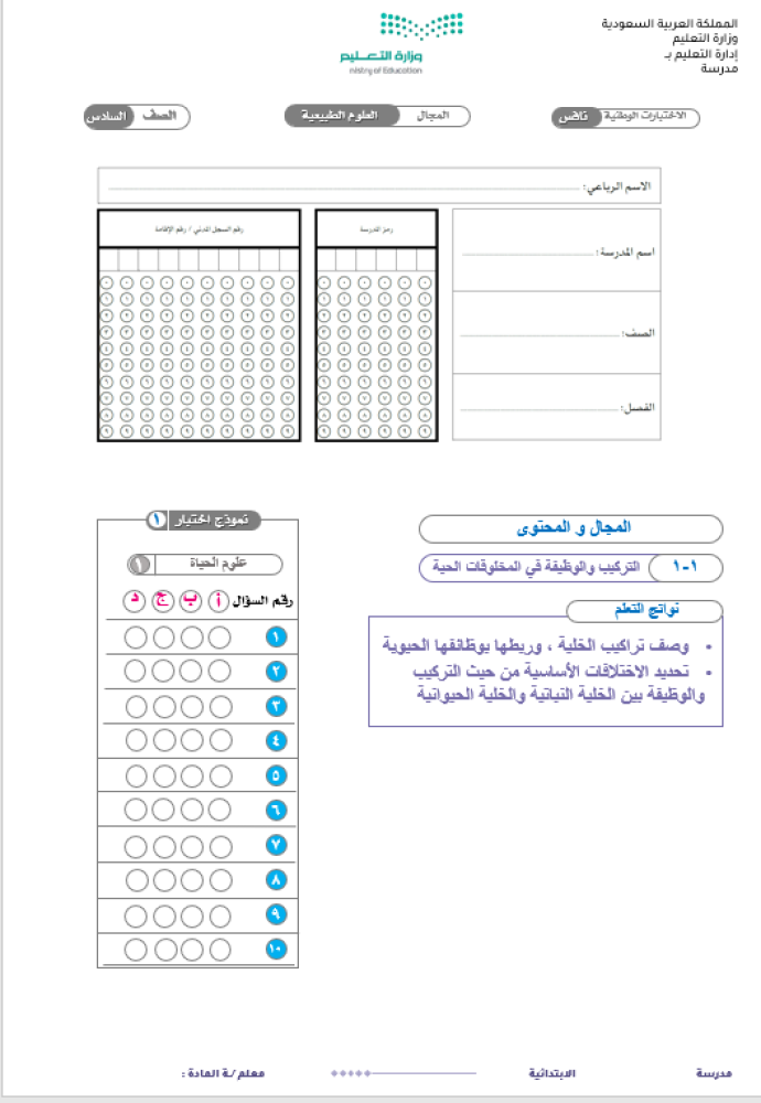 حقيبة الاختبارات الوطنية ( نافس ) الفصل الدراسي الأول 1447 هـ