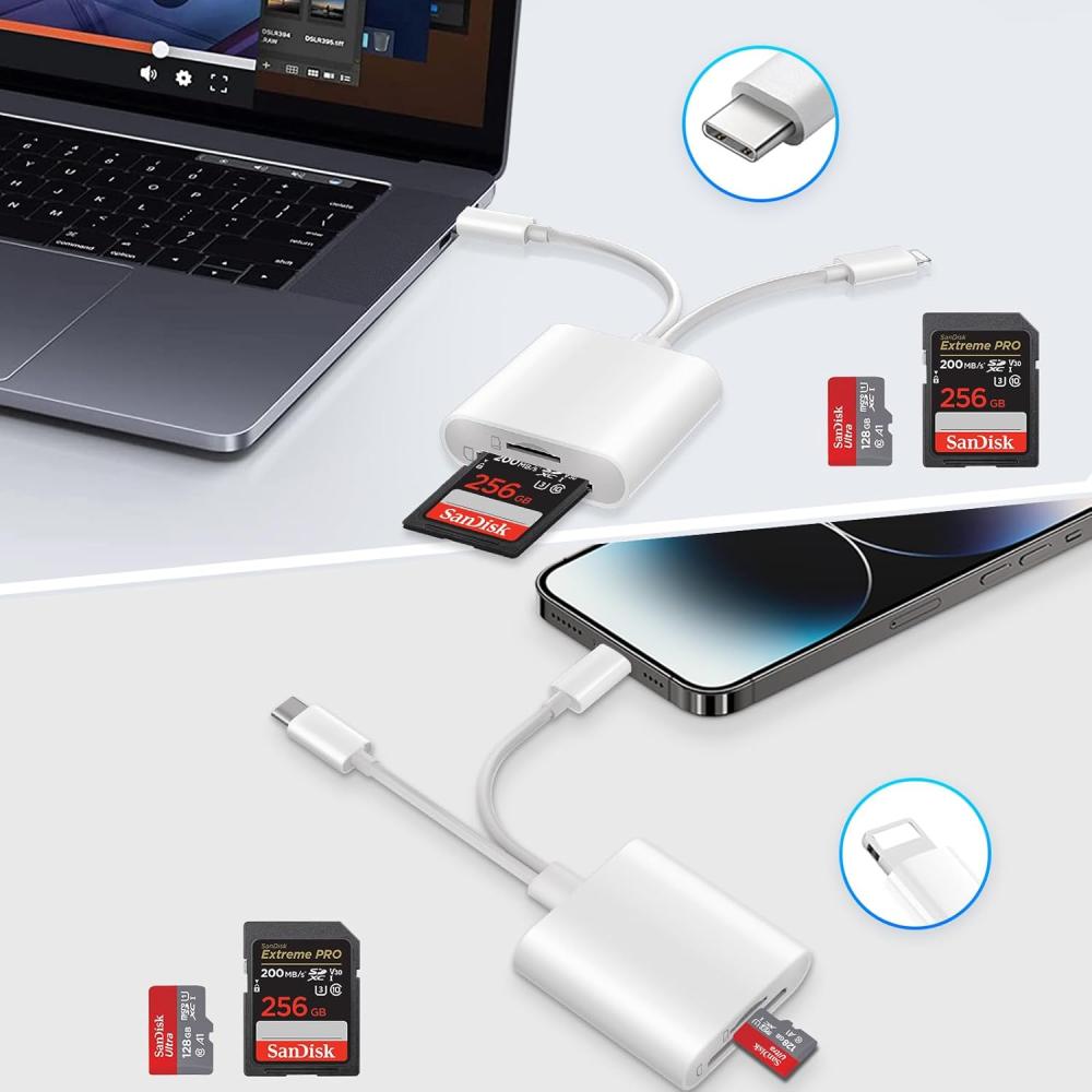 Lightning and USB-C SD/TF Card Camera Reader