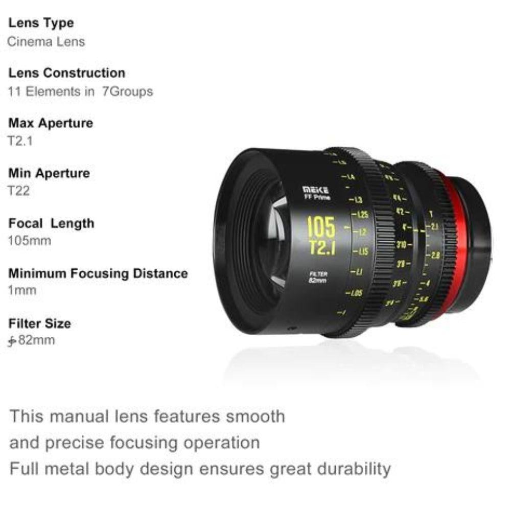 Meike 105mm T2.1 Prime Cine Lens - Full Frame - Canon EF Mount