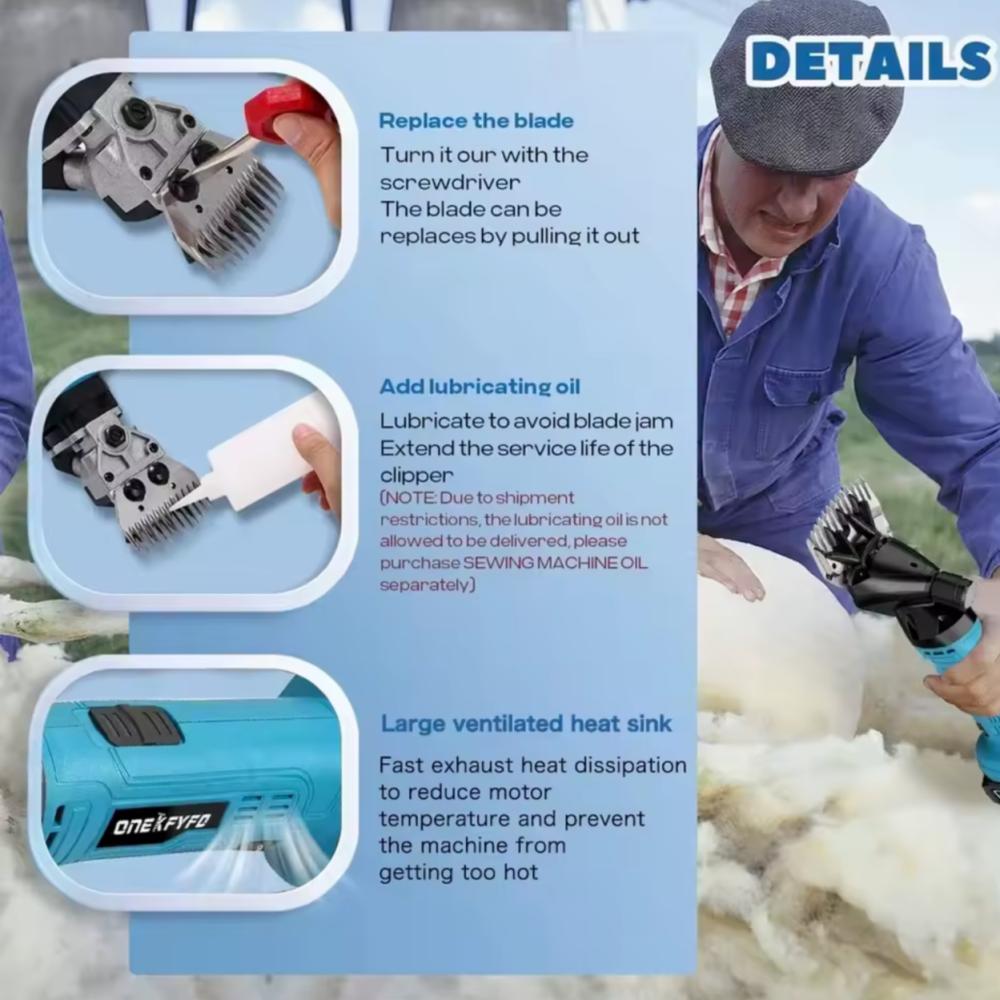 ماكينة جز صوف الغنم والإبل والمواشي لاسلكي بطاريتين