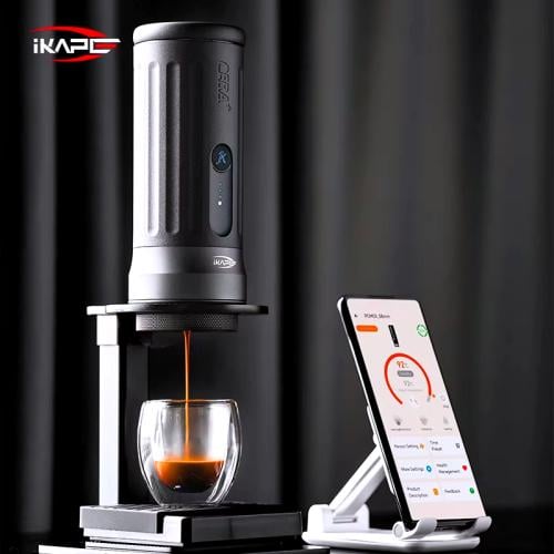 آلة إسبريسو محمولة IKAPE Kapo K2 Pro تدعم اتصال تطبيق البلوتوث، مع وظيفة التسخين، وسلة بدون قاع مقاس 51/58 ملم.