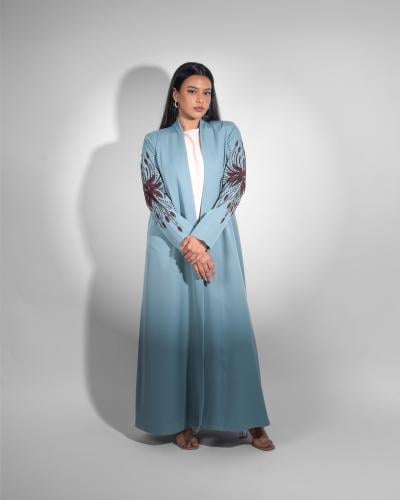 كريب الفاتنة ربع كلوش بتطريز وشك على الاكمام