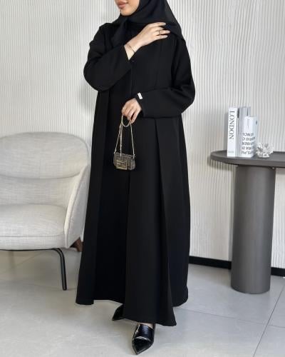 عباية سادة كسرتين من امام قماش كريب