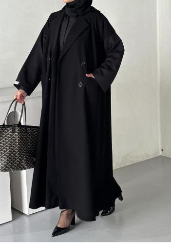 بليزر رسمي مع ازرار ديكور وجيب نص كلوش قماش كريب