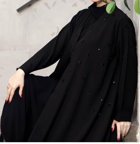 عباية العيد قماش كريب شك من امام والخلف