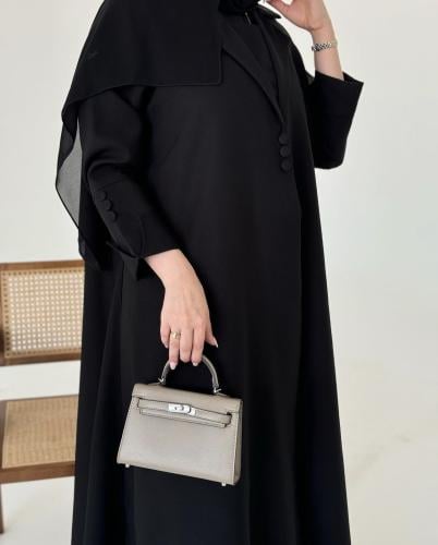 بليزر رسمي مع ازرار ديكور نص كلوش قماش كريب
