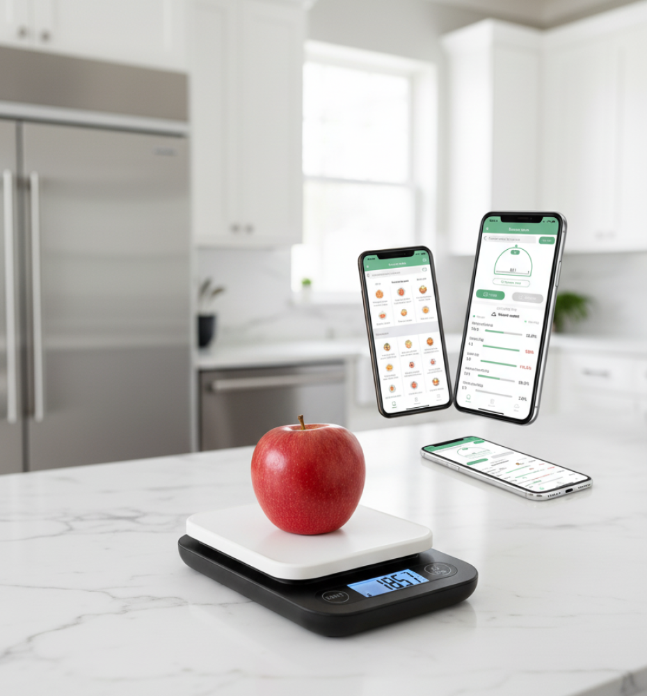 3 في 1ميزان الجسم + ميزان الأكل + شريط القياس الذكي | وازن صحتك بالكامل