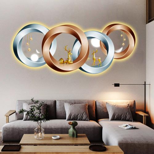 لوحة حائط ثلاثية الحلقات بإضاءة LED وتصميم فني راق...