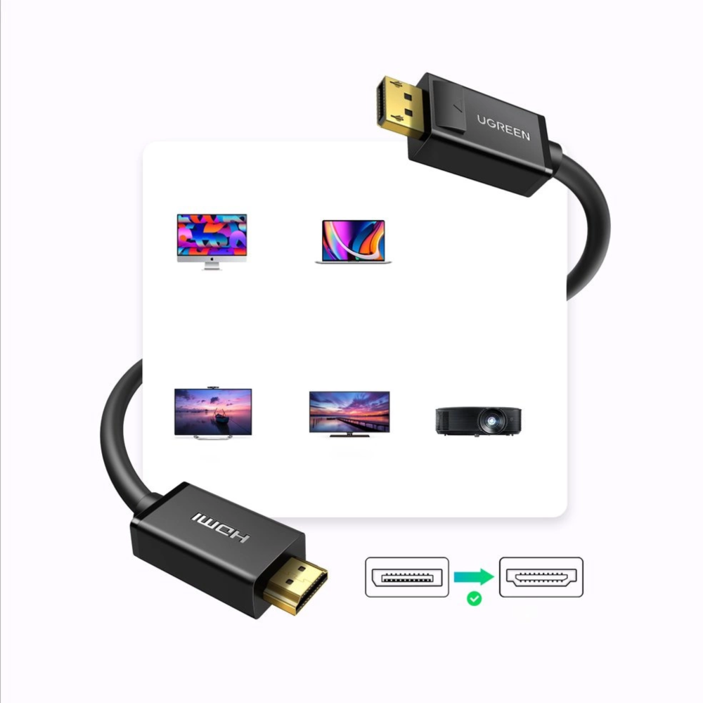 UGREEN DP Male to HDMI Male Cable 3M, Model: DP101/10203