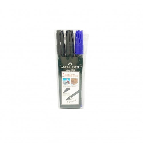 FABER-CASTELL PERMANENT MARKER SET CHISEL ، MODEL: 1586/3P - Bahamdoon  Trading Company