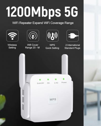 مقوي اشارة انترنت بقوة يدعم 5 جي 300 متر - 5gWiFi...