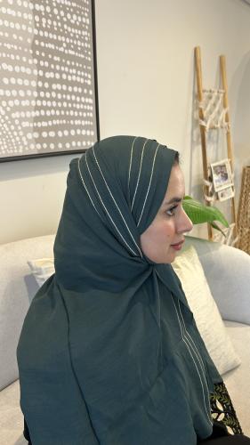 طرحة خضراء لنن قطن هندي