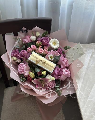 بوكيه مكس بنك و شوكلت - Mixed bouquet pink chocola...