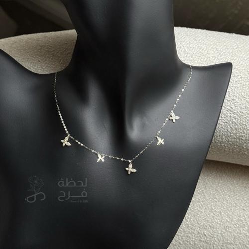 سلسال ذهب شوكر فراشات - Gold choker butterfly neck...