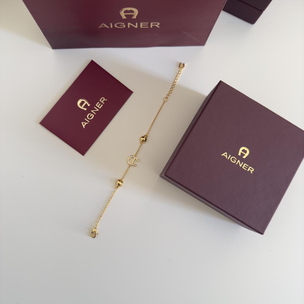 Aigner gold bracelet with logo