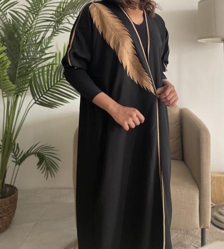 O70- عباية كريب اكمام استرتش