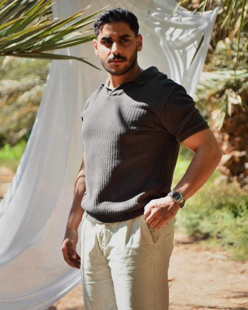 ساعة طارق  الرجالية جلد بلون بني
