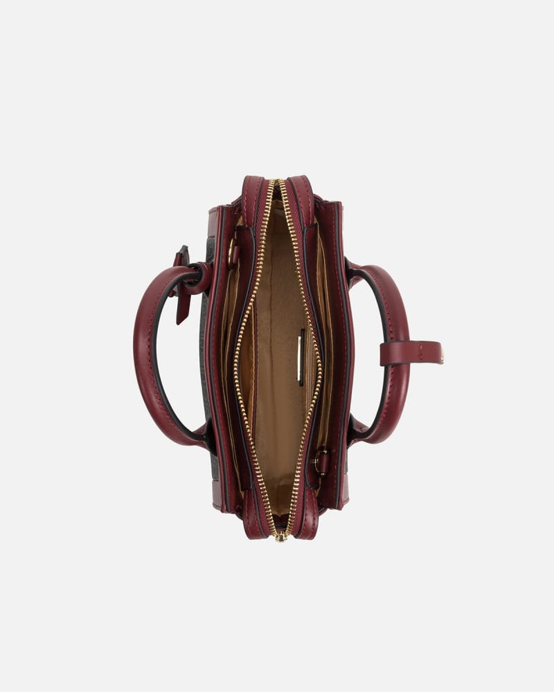 An elegant burgendy women's bag