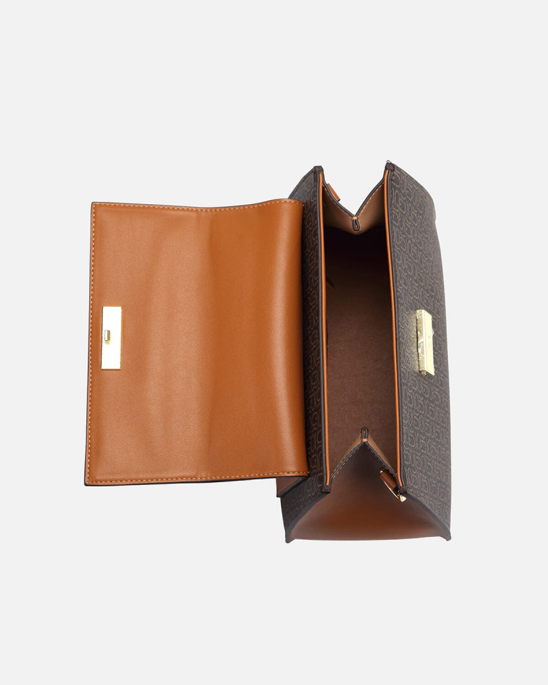 Brown women's bag with a modern design