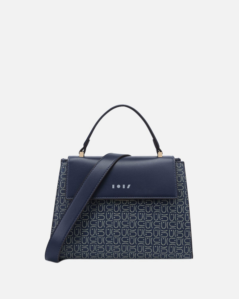 Blue women's bag with a modern design