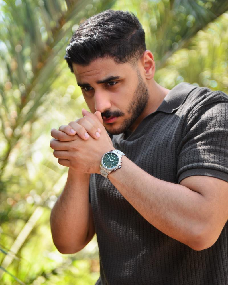 ساعة براء الرجالية من الستيل بلون فضي