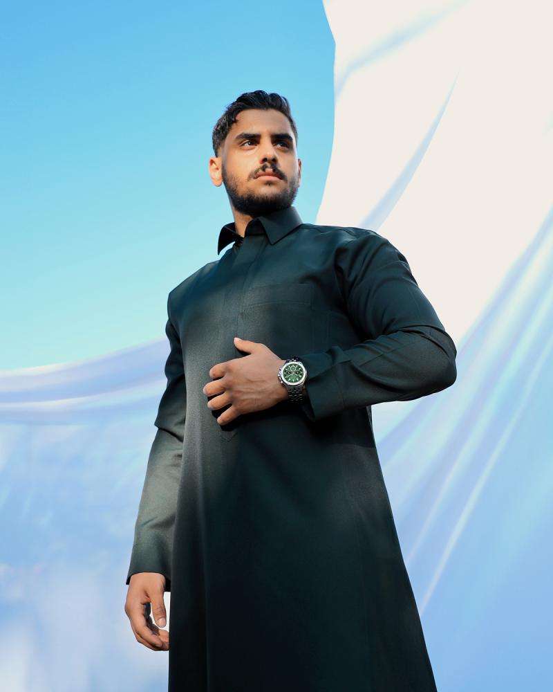 ساعة سعد الرجالية من الستيل بلون فضي