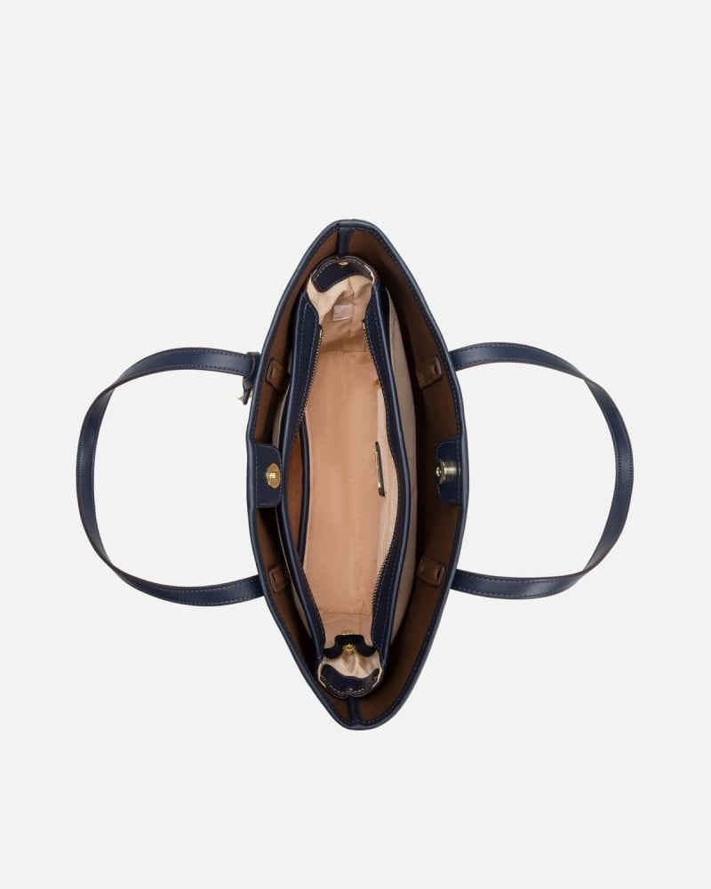 Blue women's bag with classic design